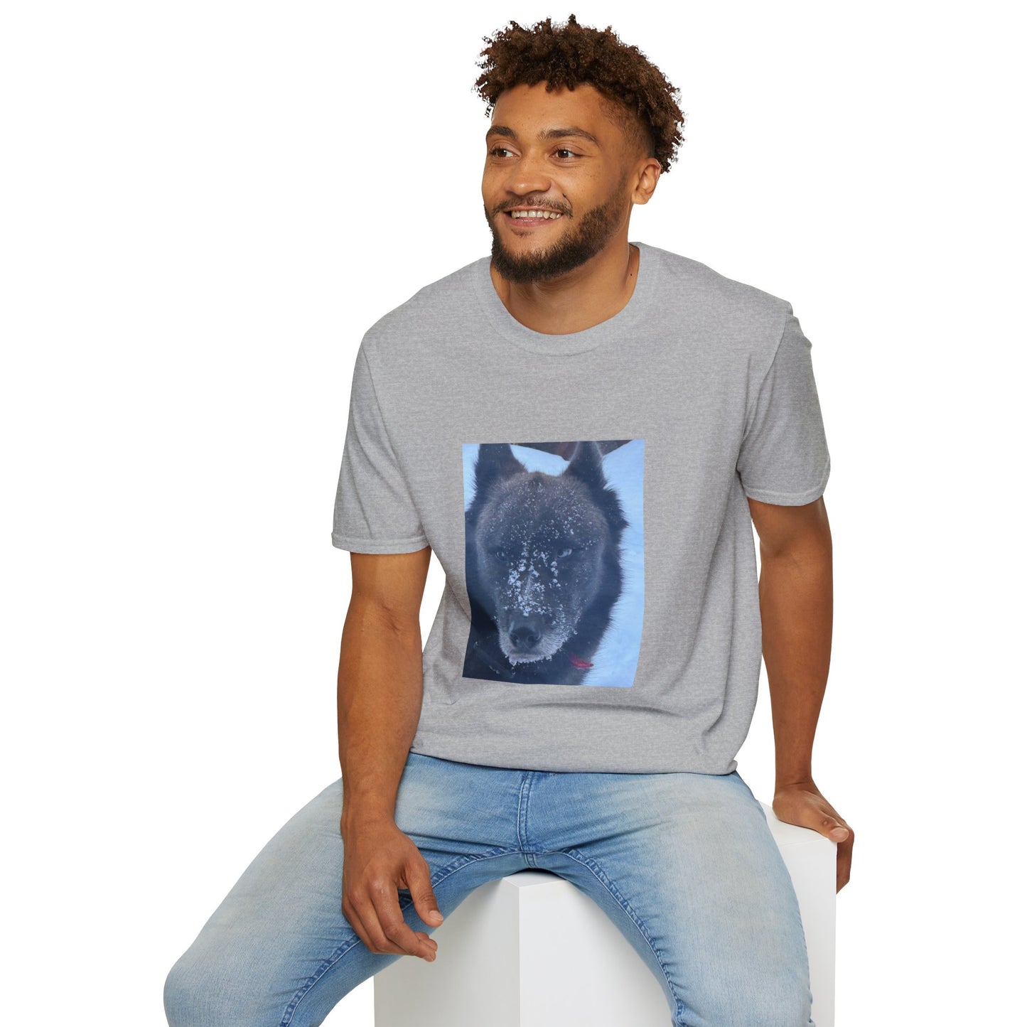 Wolf Face T‑Shirt  Frosty Snow Dog Portrait Tee