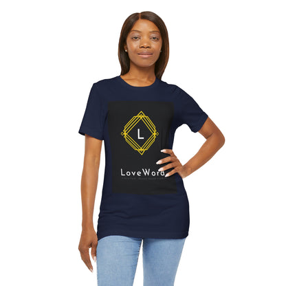 LoveWord Monogram Tee — Geometric Gold Emblem T‑Shirt
