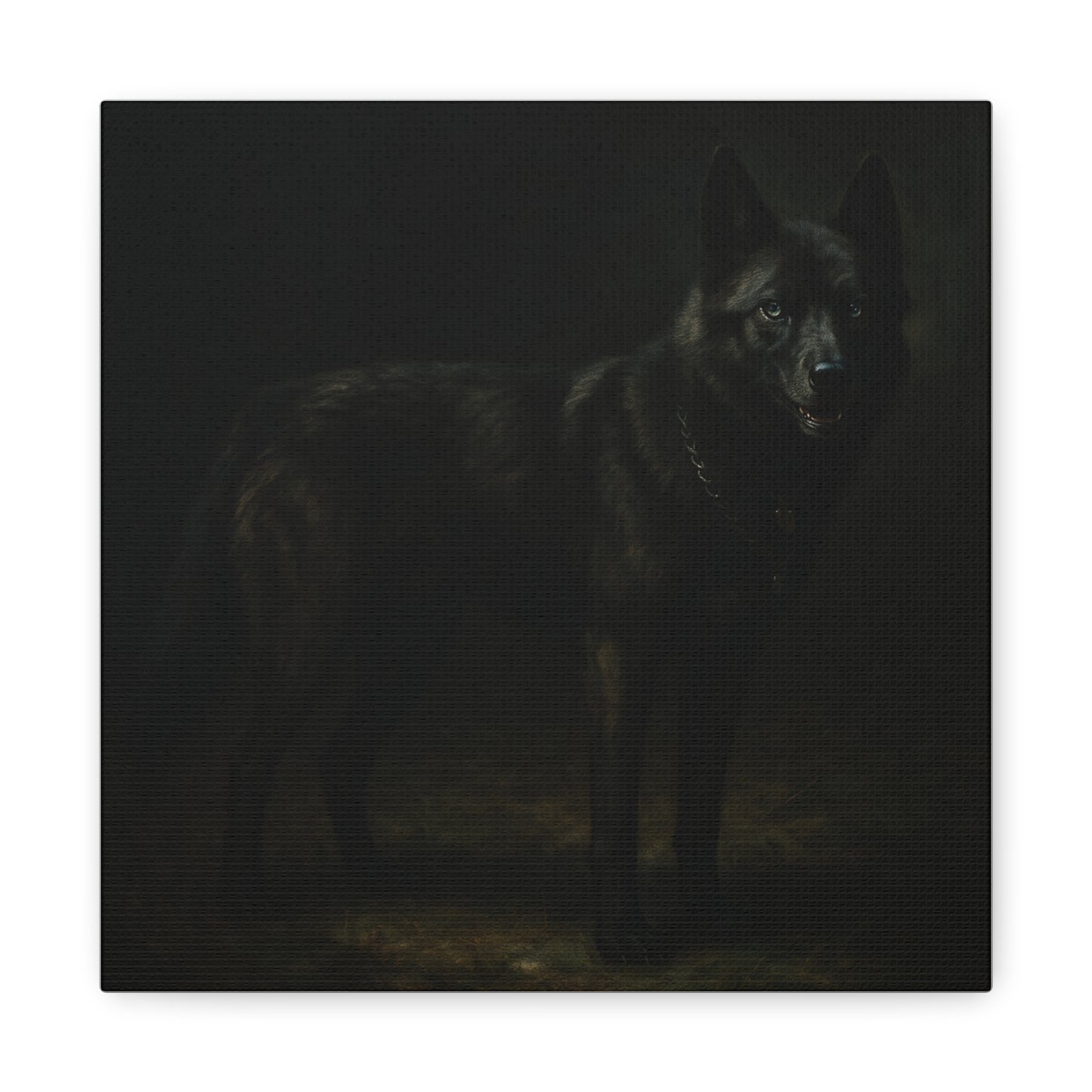 Odin – The Dark Majesty” Premium Poster Print, Black German Shepherd Canvas Wall Art — Dark Moody Animal Portrait