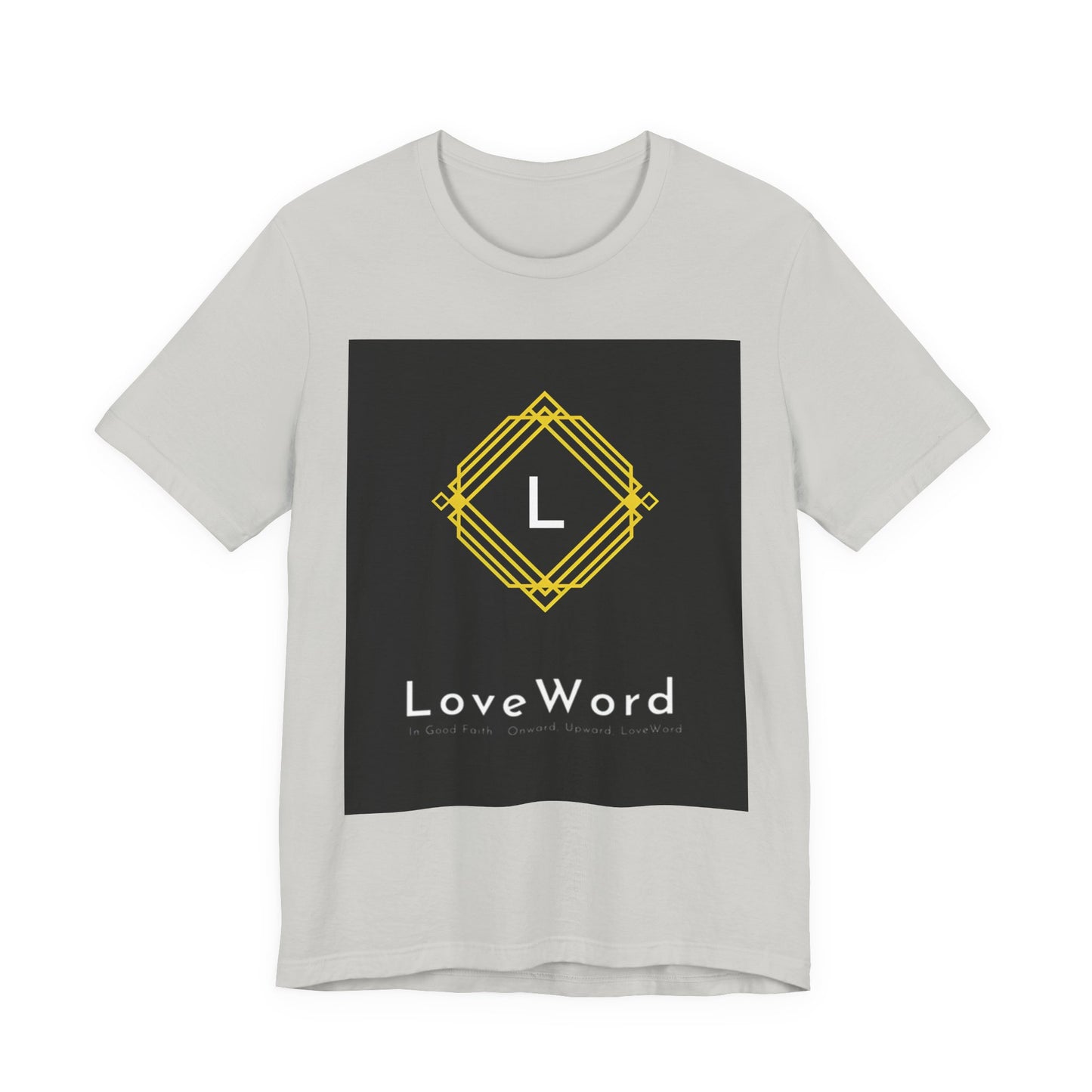 LoveWord Monogram Tee — Geometric Gold Emblem T‑Shirt