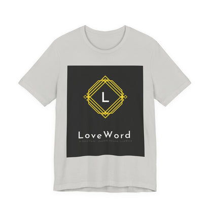 LoveWord Monogram Tee — Geometric Gold Emblem T‑Shirt