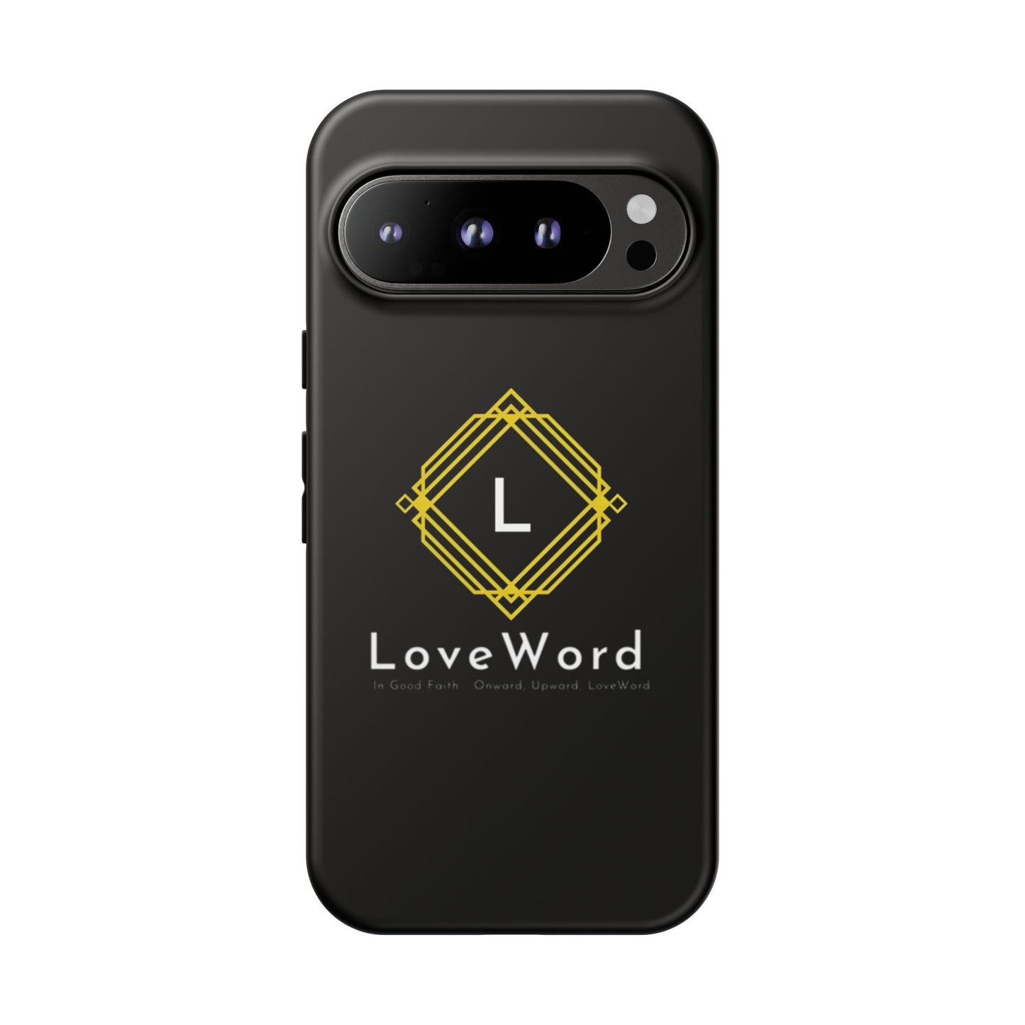 LoveWord Monogram Tough Phone Case — Black Protective iPhone Cover