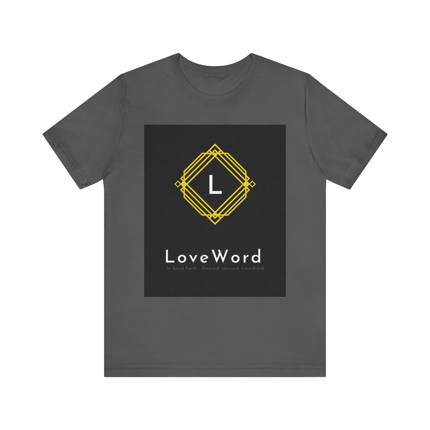 LoveWord Monogram Tee — Geometric Gold Emblem T‑Shirt