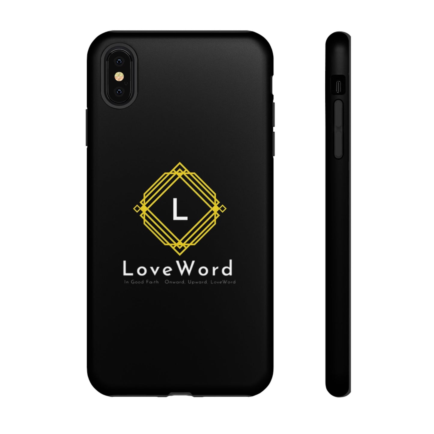 LoveWord Monogram Tough Phone Case — Black Protective iPhone Cover
