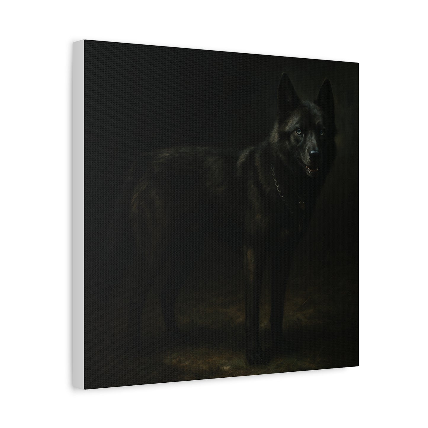 Odin – The Dark Majesty” Premium Poster Print, Black German Shepherd Canvas Wall Art — Dark Moody Animal Portrait
