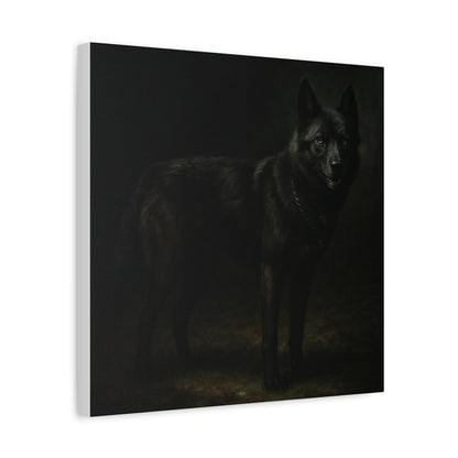 Odin – The Dark Majesty” Premium Poster Print, Black German Shepherd Canvas Wall Art — Dark Moody Animal Portrait