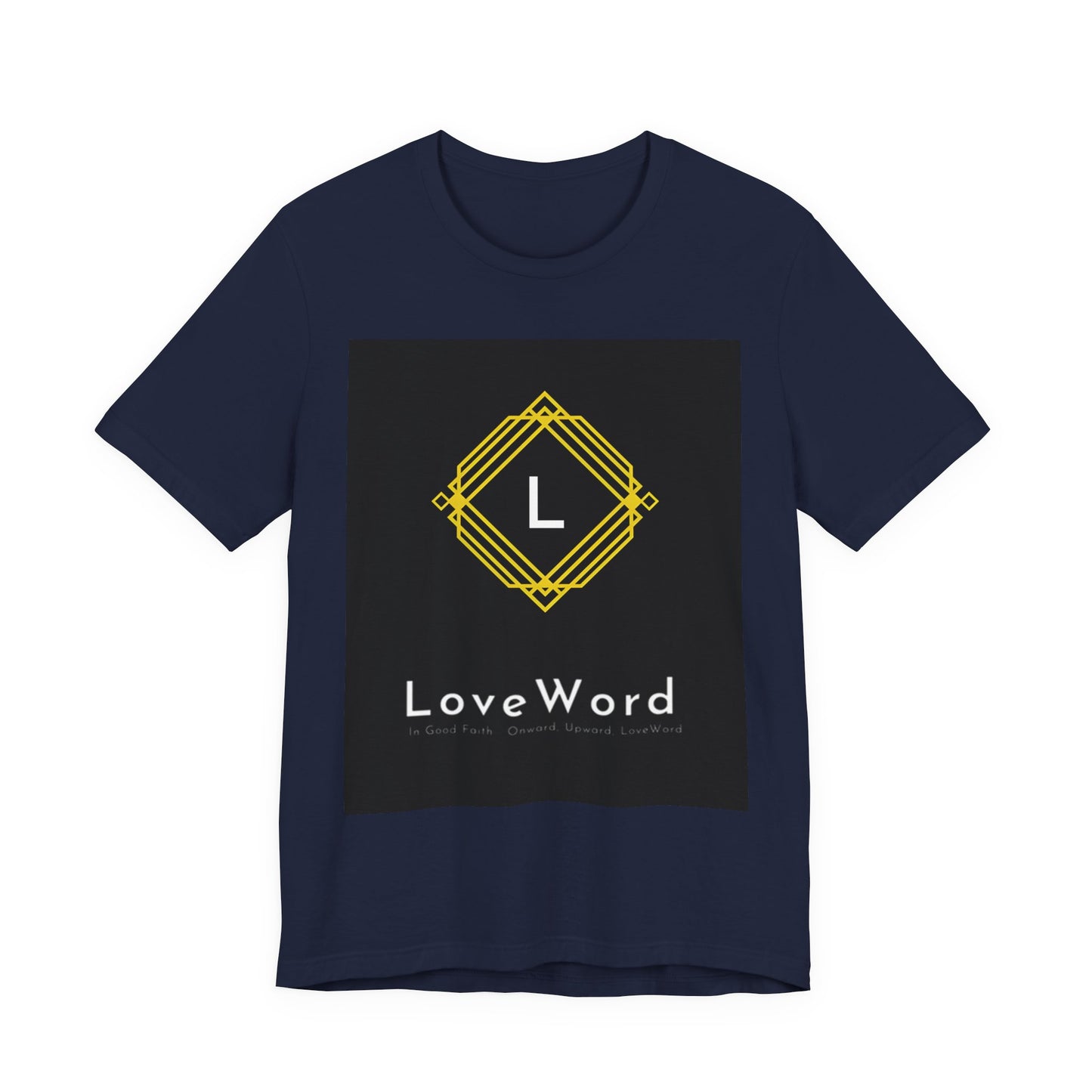 LoveWord Monogram Tee — Geometric Gold Emblem T‑Shirt