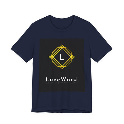 LoveWord Monogram Tee — Geometric Gold Emblem T‑Shirt