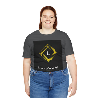 LoveWord Monogram Tee — Geometric Gold Emblem T‑Shirt