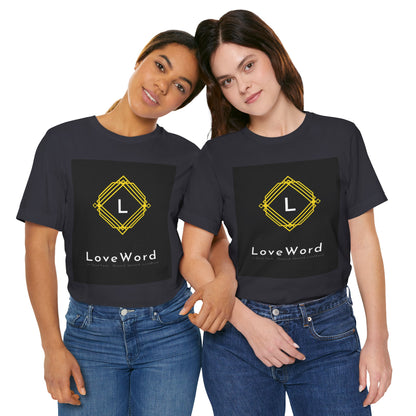 LoveWord Monogram Tee — Geometric Gold Emblem T‑Shirt