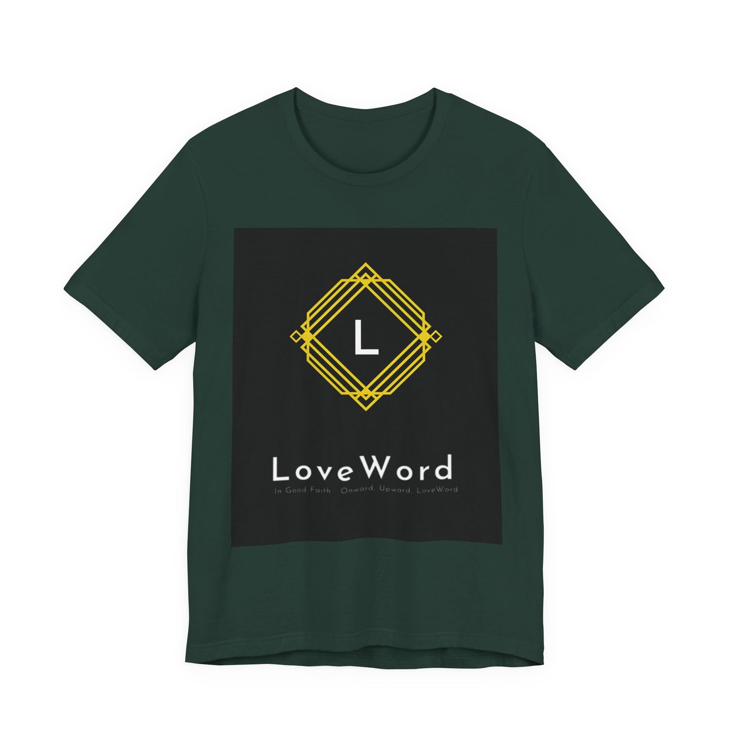 LoveWord Monogram Tee — Geometric Gold Emblem T‑Shirt