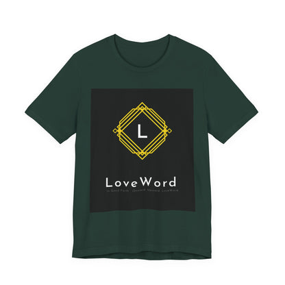 LoveWord Monogram Tee — Geometric Gold Emblem T‑Shirt