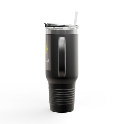 40oz Insulated Travel Mug with LoveWord Logo — Large Spill‑Resistant Tumbler with Straw & Handle