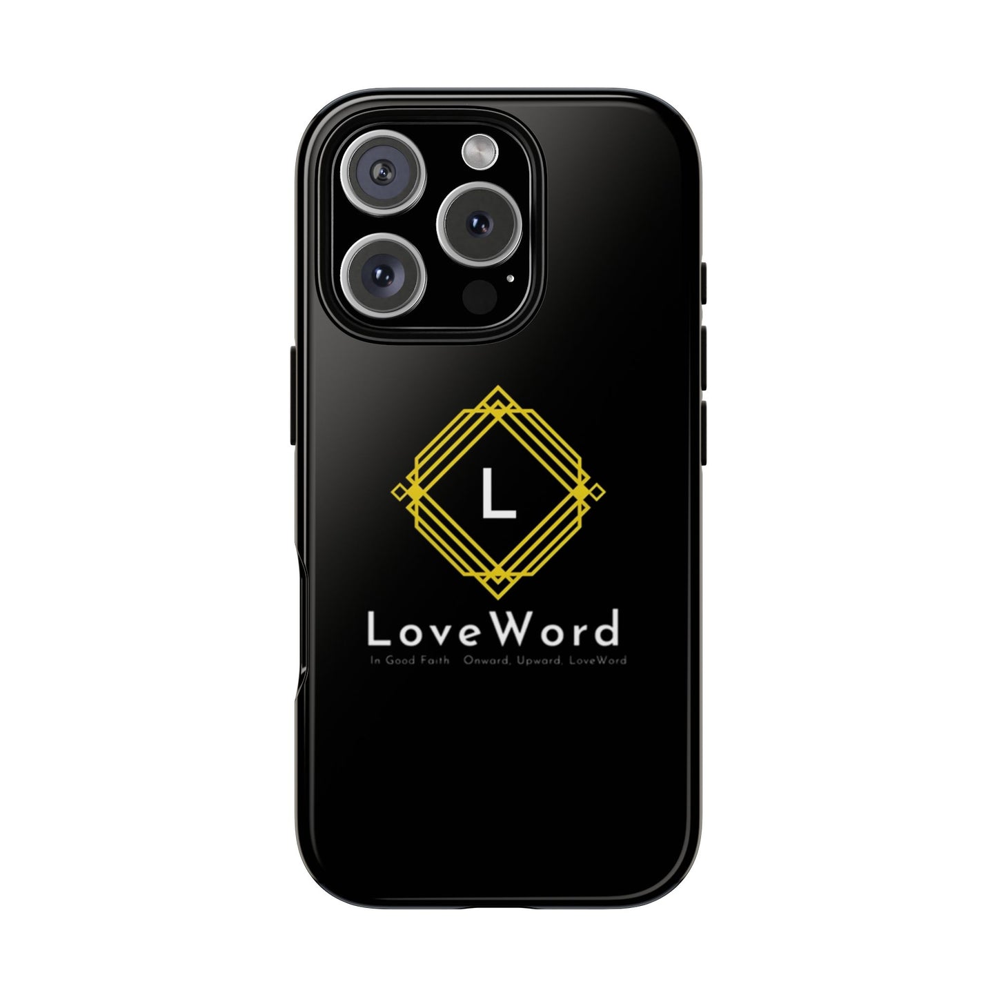 LoveWord Monogram Tough Phone Case — Black Protective iPhone Cover