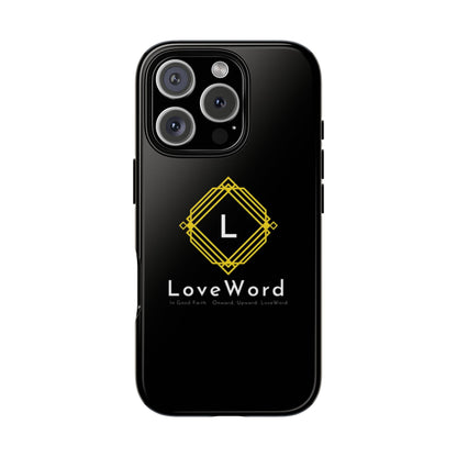 LoveWord Monogram Tough Phone Case — Black Protective iPhone Cover