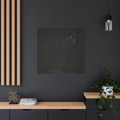 Odin – The Dark Majesty” Premium Poster Print, Black German Shepherd Canvas Wall Art — Dark Moody Animal Portrait