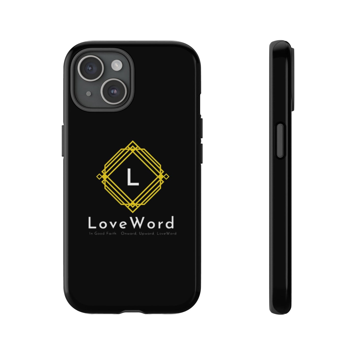 LoveWord Monogram Tough Phone Case — Black Protective iPhone Cover