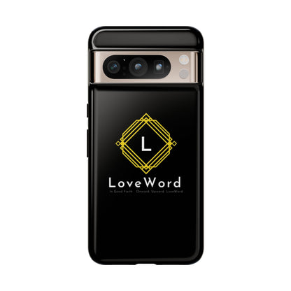 LoveWord Monogram Tough Phone Case — Black Protective iPhone Cover