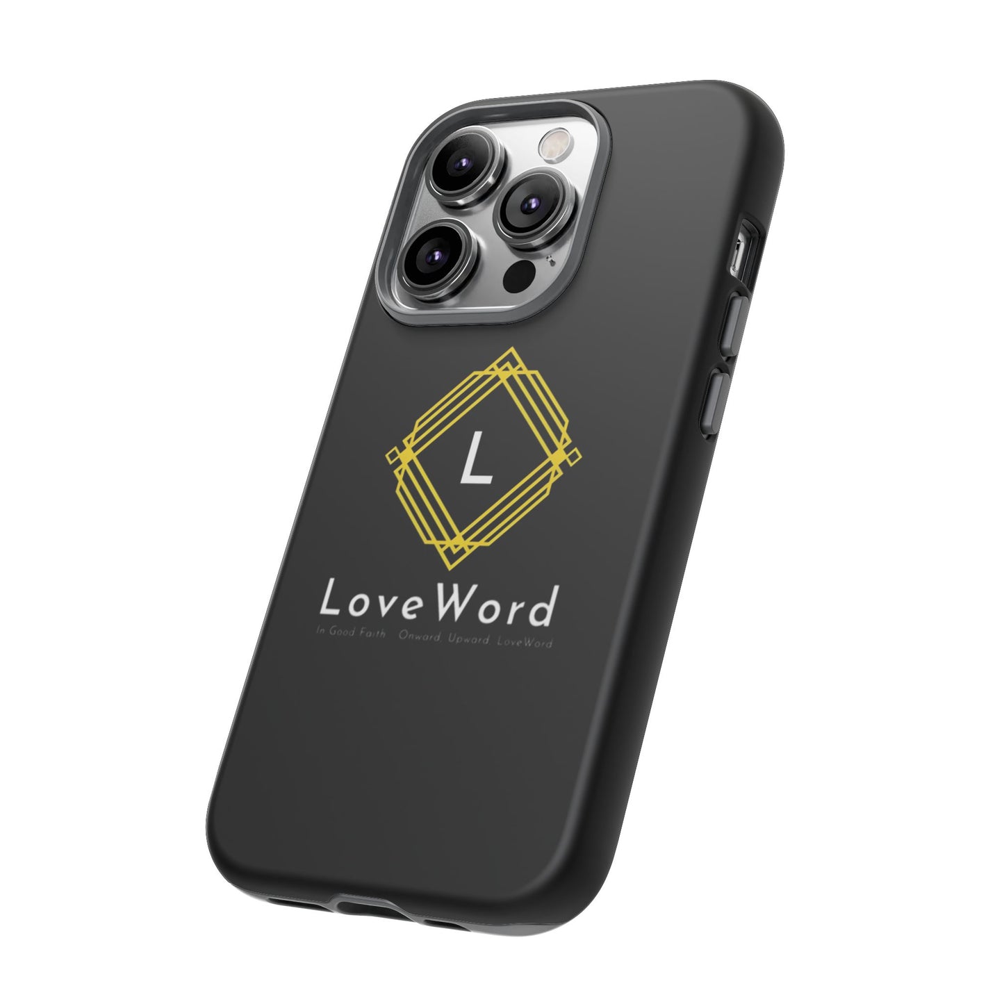 LoveWord Monogram Tough Phone Case — Black Protective iPhone Cover