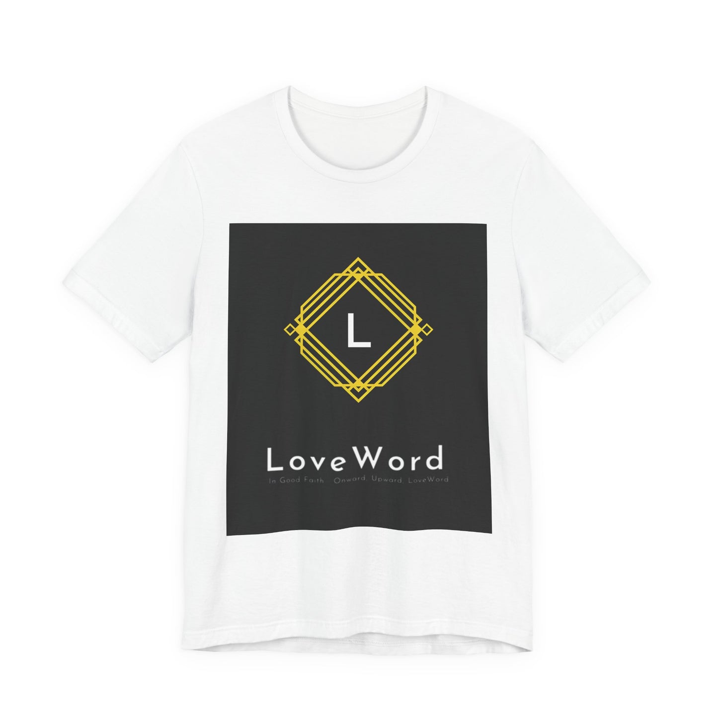 LoveWord Monogram Tee — Geometric Gold Emblem T‑Shirt