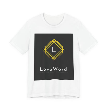 LoveWord Monogram Tee — Geometric Gold Emblem T‑Shirt