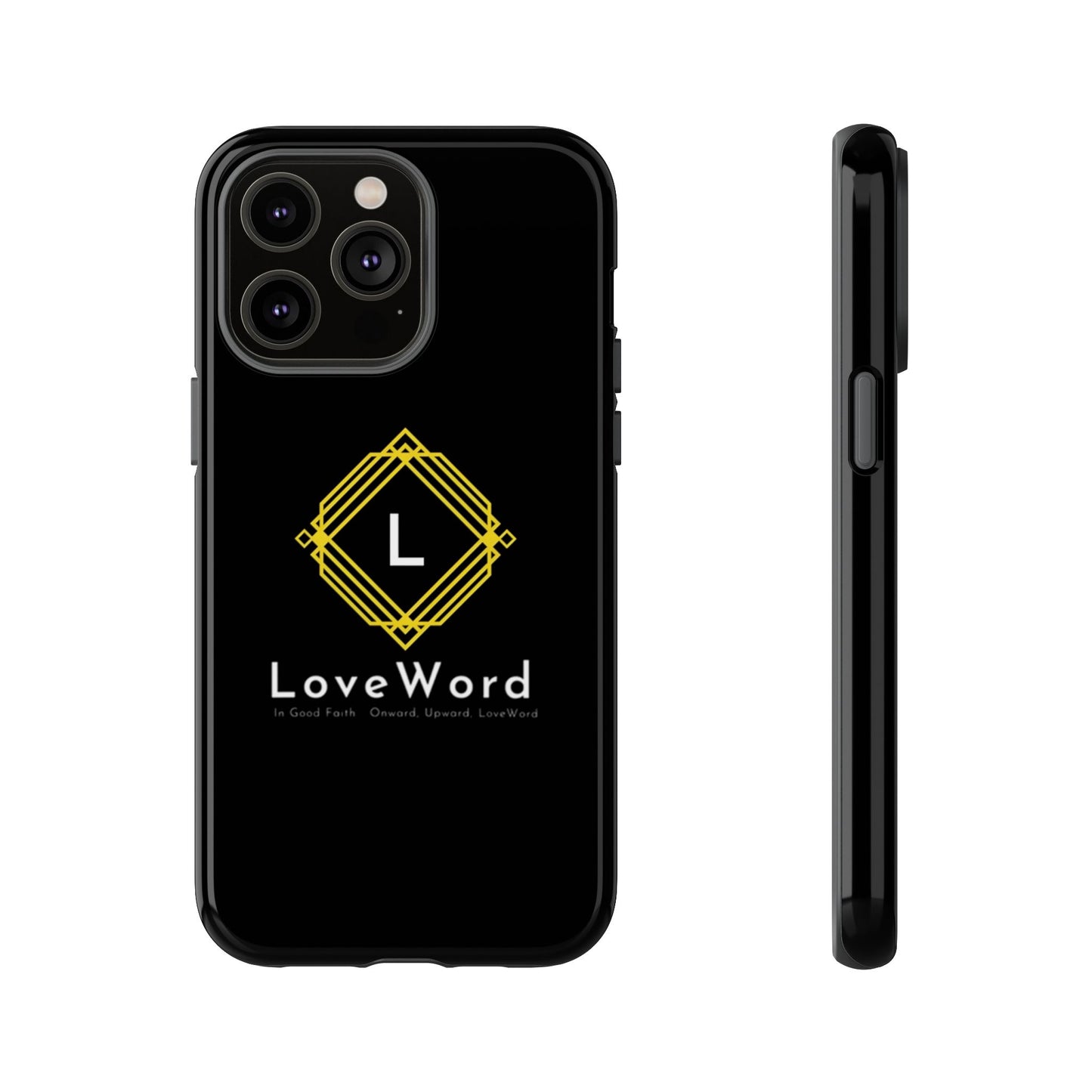 LoveWord Monogram Tough Phone Case — Black Protective iPhone Cover