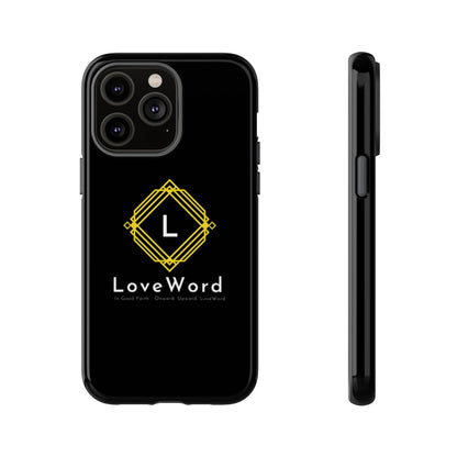 LoveWord Monogram Tough Phone Case — Black Protective iPhone Cover