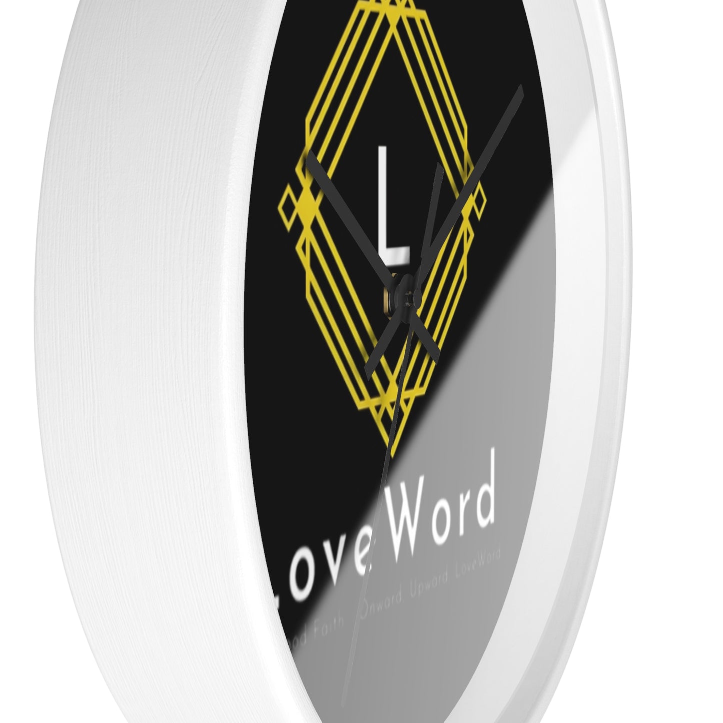 LoveWord Logo Wall Clock — Modern Black & Gold Decorative Clock