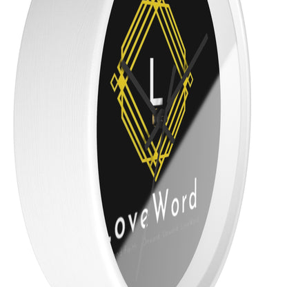 LoveWord Logo Wall Clock — Modern Black & Gold Decorative Clock
