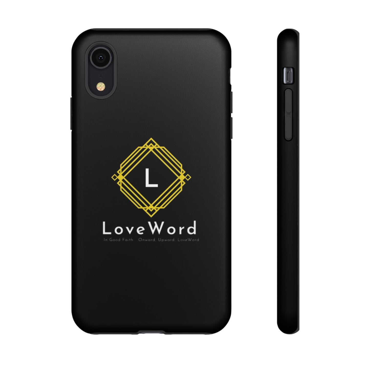 LoveWord Monogram Tough Phone Case — Black Protective iPhone Cover