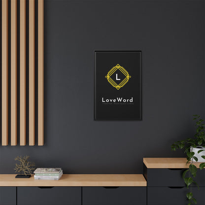 Framed Matte Canvas Art – LoveWord Gold Emblem on Black