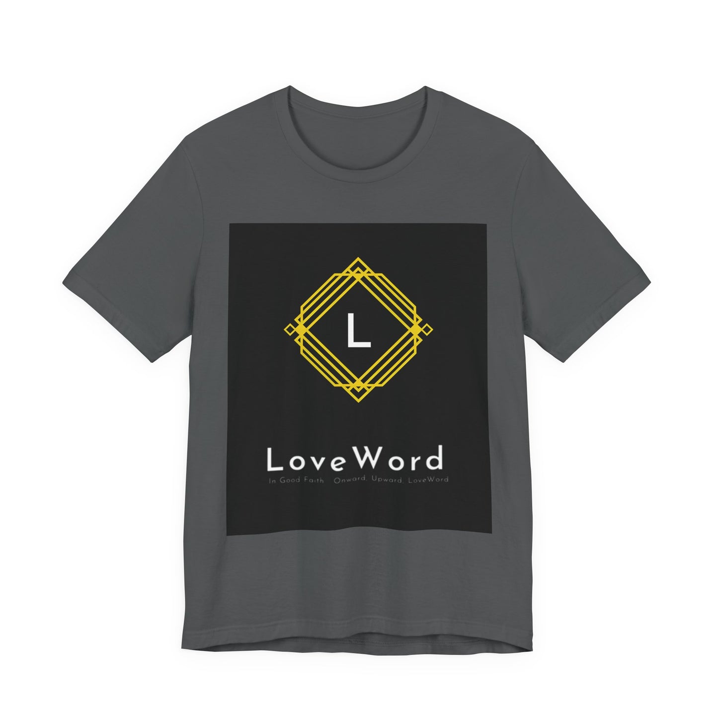 LoveWord Monogram Tee — Geometric Gold Emblem T‑Shirt