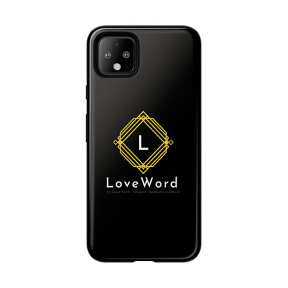 LoveWord Monogram Tough Phone Case — Black Protective iPhone Cover