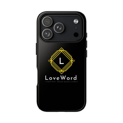 LoveWord Monogram Tough Phone Case — Black Protective iPhone Cover