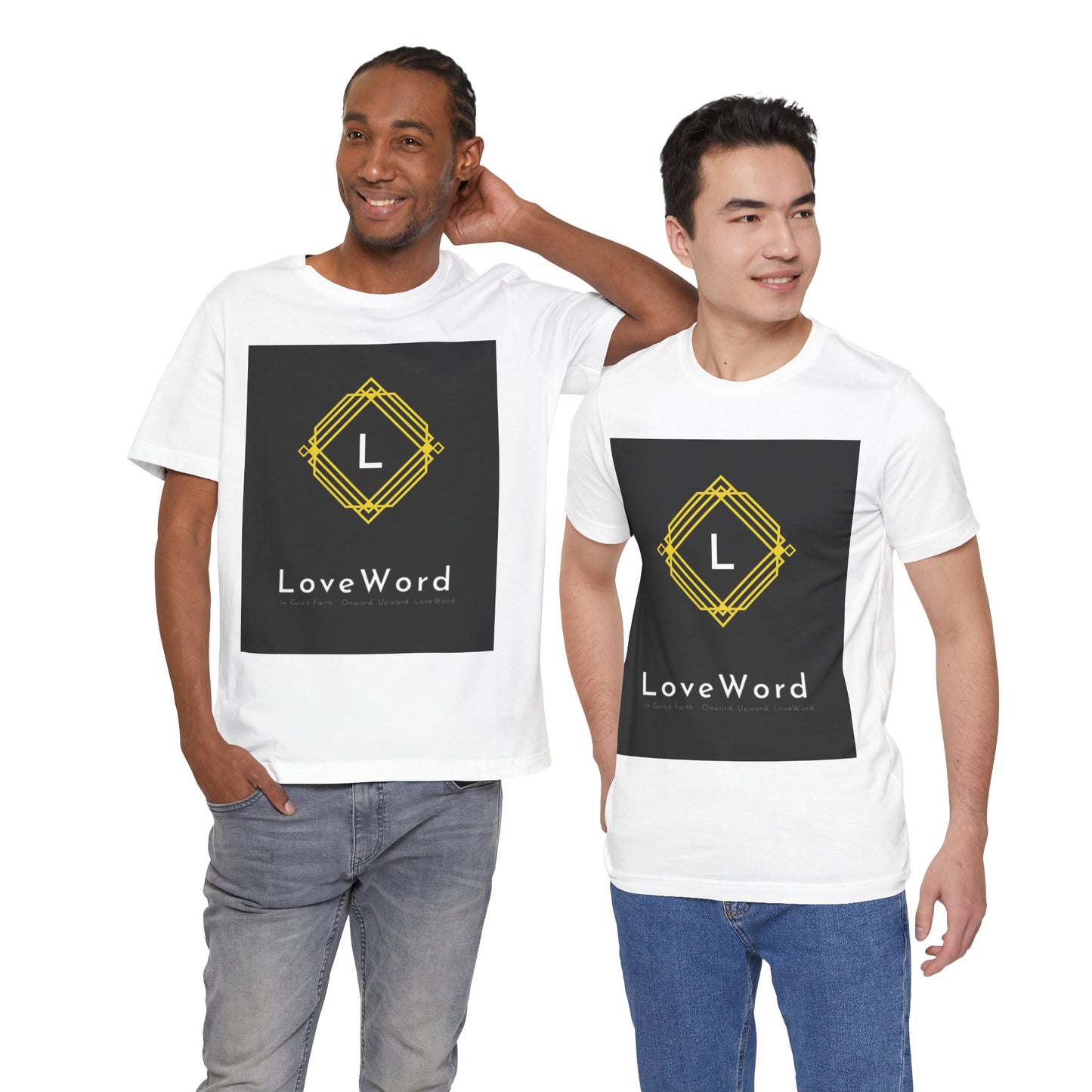 LoveWord Monogram Tee — Geometric Gold Emblem T‑Shirt