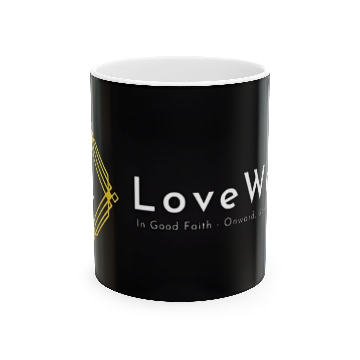 Love Wins Black Ceramic Mug – LoveWord Inspirational Faith Coffee Cup (11oz/15oz)