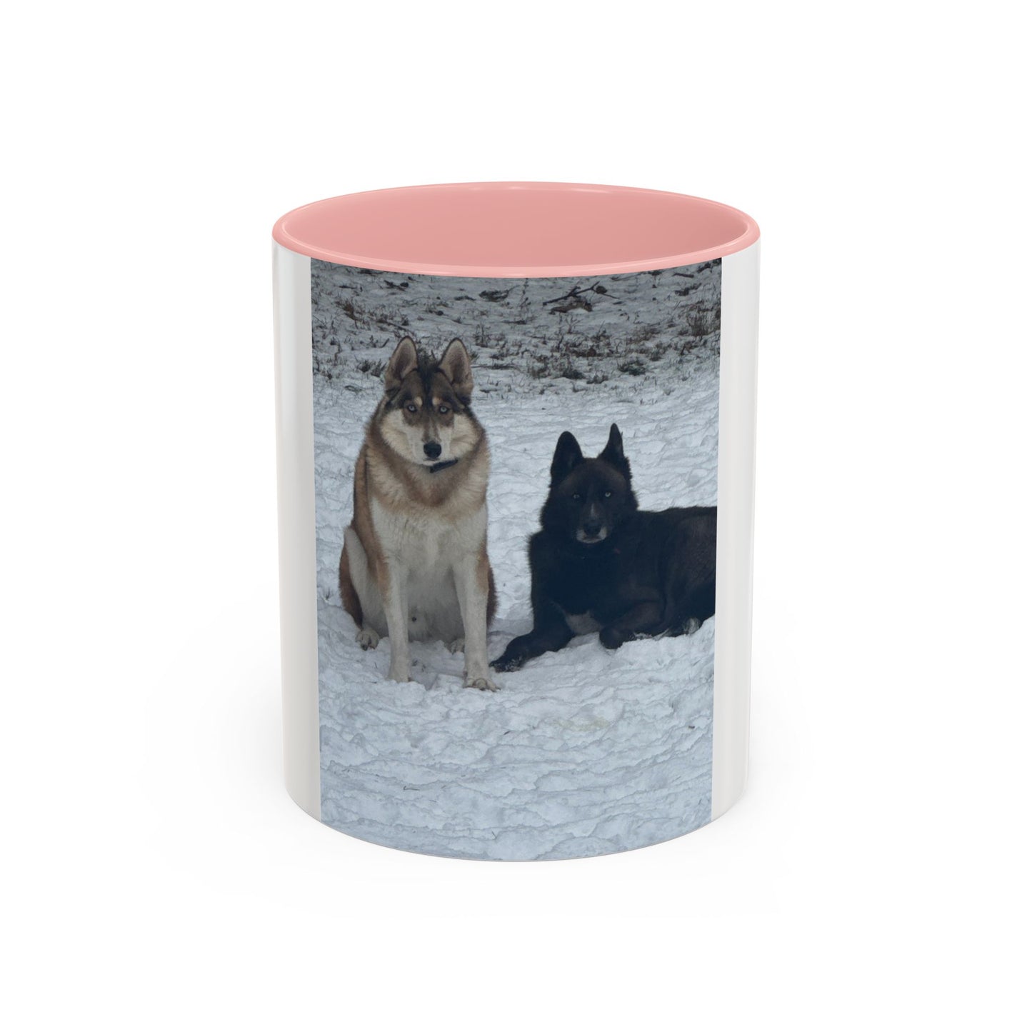 Wolf Pair Accent Coffee Mug  Photo Mug with Huskies in Snow (11/15 oz)