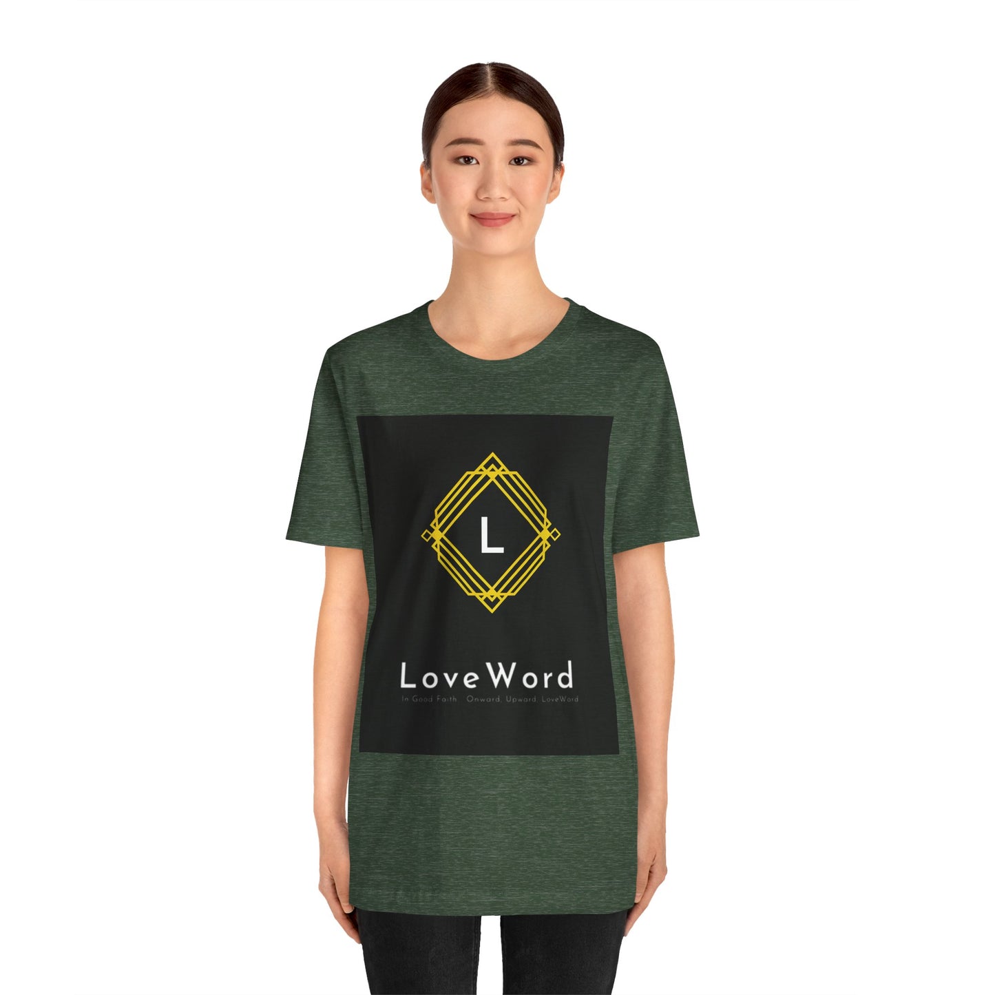 LoveWord Monogram Tee — Geometric Gold Emblem T‑Shirt