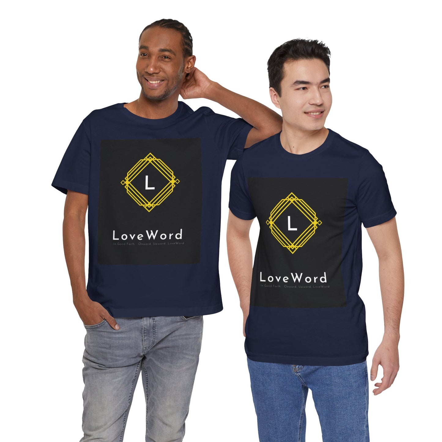 LoveWord Monogram Tee — Geometric Gold Emblem T‑Shirt