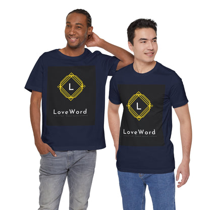 LoveWord Monogram Tee — Geometric Gold Emblem T‑Shirt