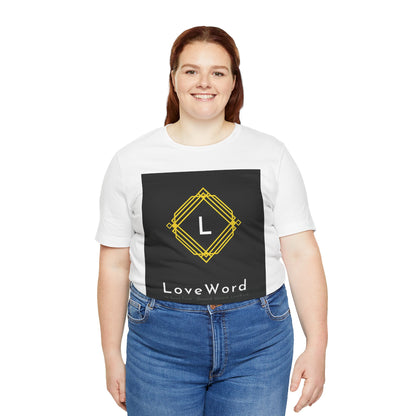 LoveWord Monogram Tee — Geometric Gold Emblem T‑Shirt