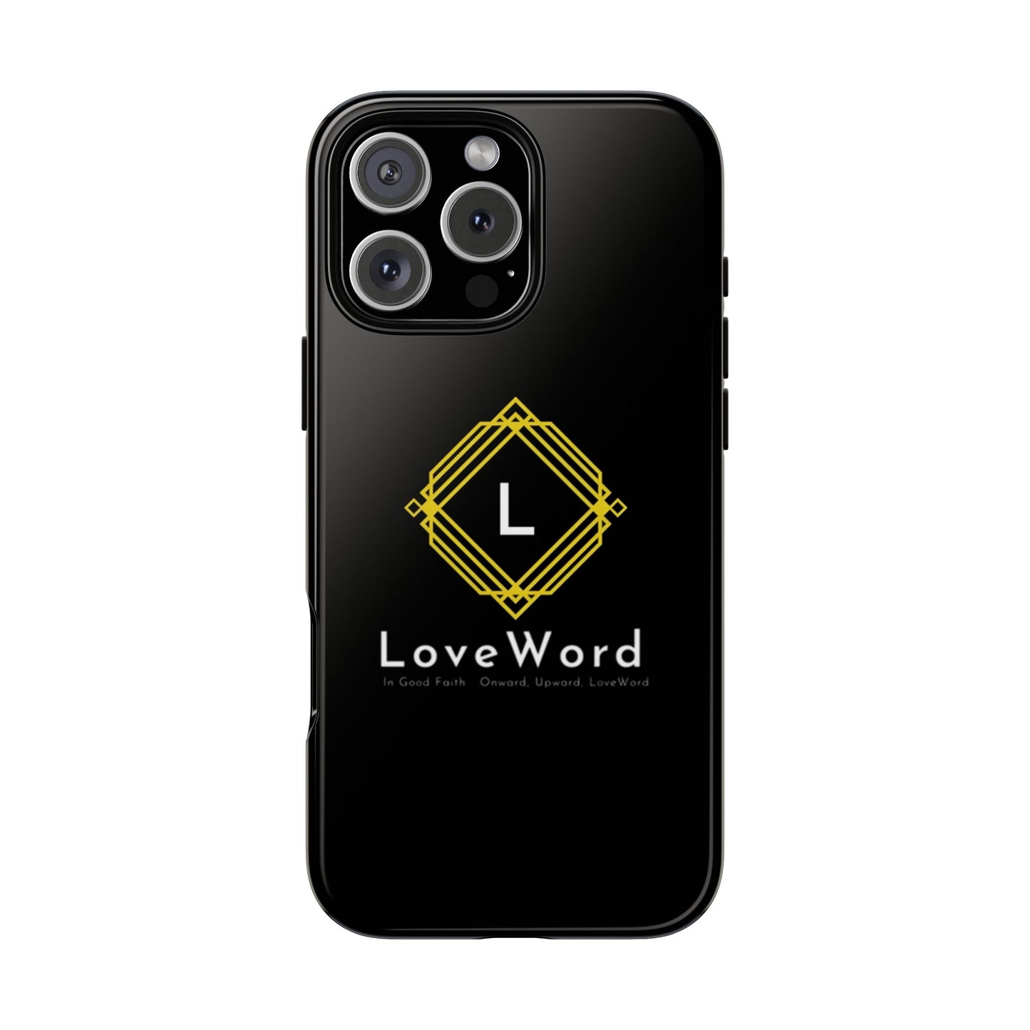 LoveWord Monogram Tough Phone Case — Black Protective iPhone Cover