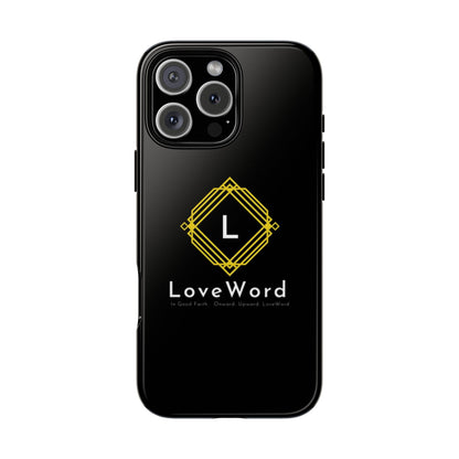 LoveWord Monogram Tough Phone Case — Black Protective iPhone Cover