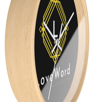 LoveWord Logo Wall Clock — Modern Black & Gold Decorative Clock