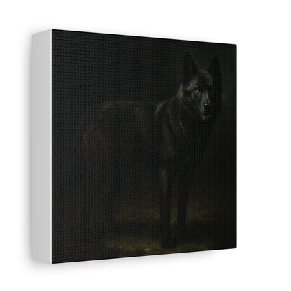Odin – The Dark Majesty” Premium Poster Print, Black German Shepherd Canvas Wall Art — Dark Moody Animal Portrait