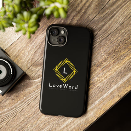 LoveWord Monogram Tough Phone Case — Black Protective iPhone Cover