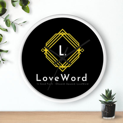 LoveWord Logo Wall Clock — Modern Black & Gold Decorative Clock