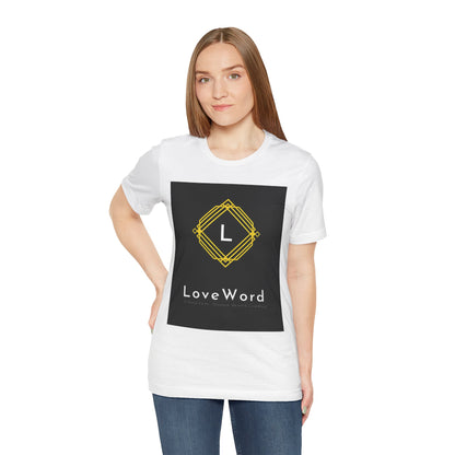 LoveWord Monogram Tee — Geometric Gold Emblem T‑Shirt