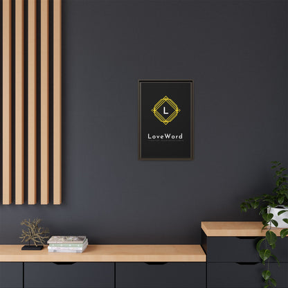 Framed Matte Canvas Art – LoveWord Gold Emblem on Black