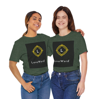 LoveWord Monogram Tee — Geometric Gold Emblem T‑Shirt
